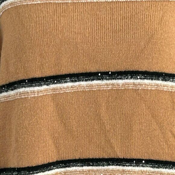 Talbots Twinkle Stripe Sweater Cafe Combo Tan Women's Large Pullover - Picture 5 of 13